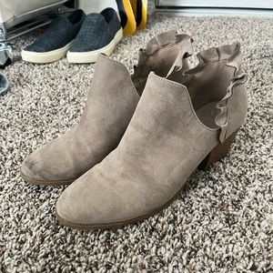Tan short heel fergalicious by fergie booties size 9